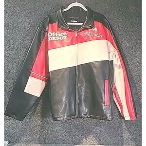 Vintage Faux Leather Tony Stewart #14 Old Spice Racing Jacket NASCAR Mens XL